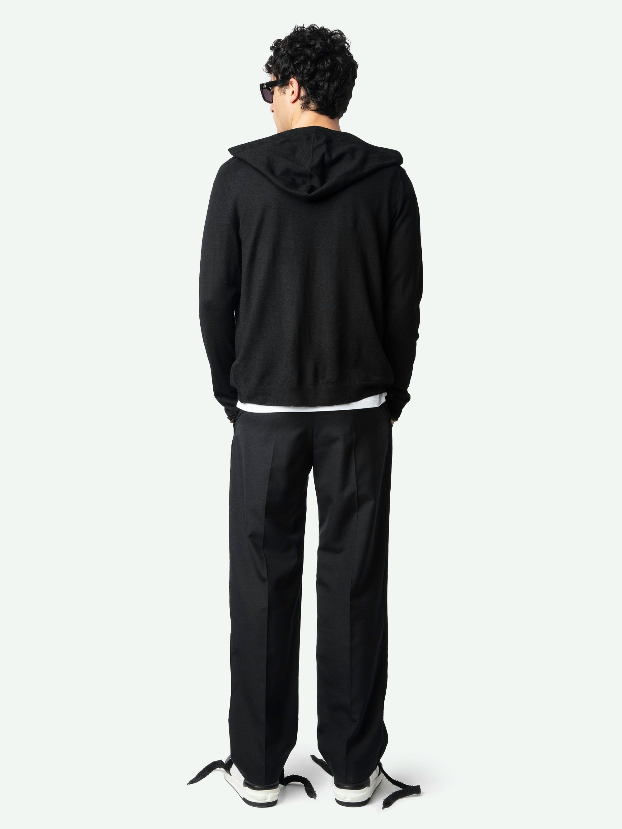 Cardigan Clash 100% Merinowolle - Strickjacke mit Kapuze und Reiàßverschluss.